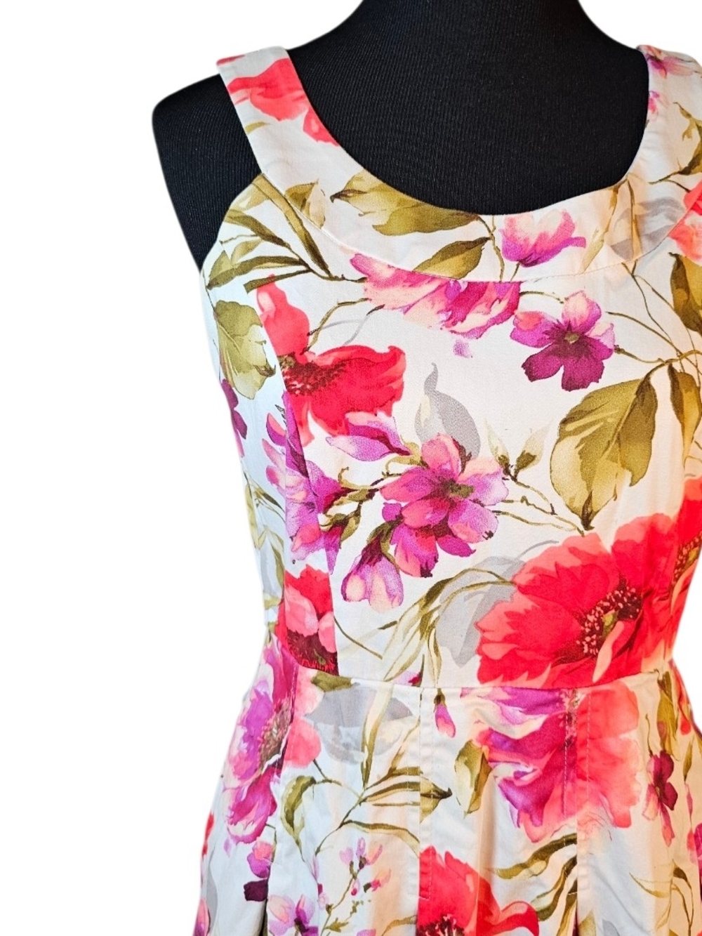 Sandra Darren Floral Fit & Flare Dress Size 6 Pink Floral Pockets - Picture 2 of 8